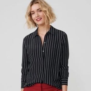 UNTUCKit silk shirt, black/white stripe, size 0